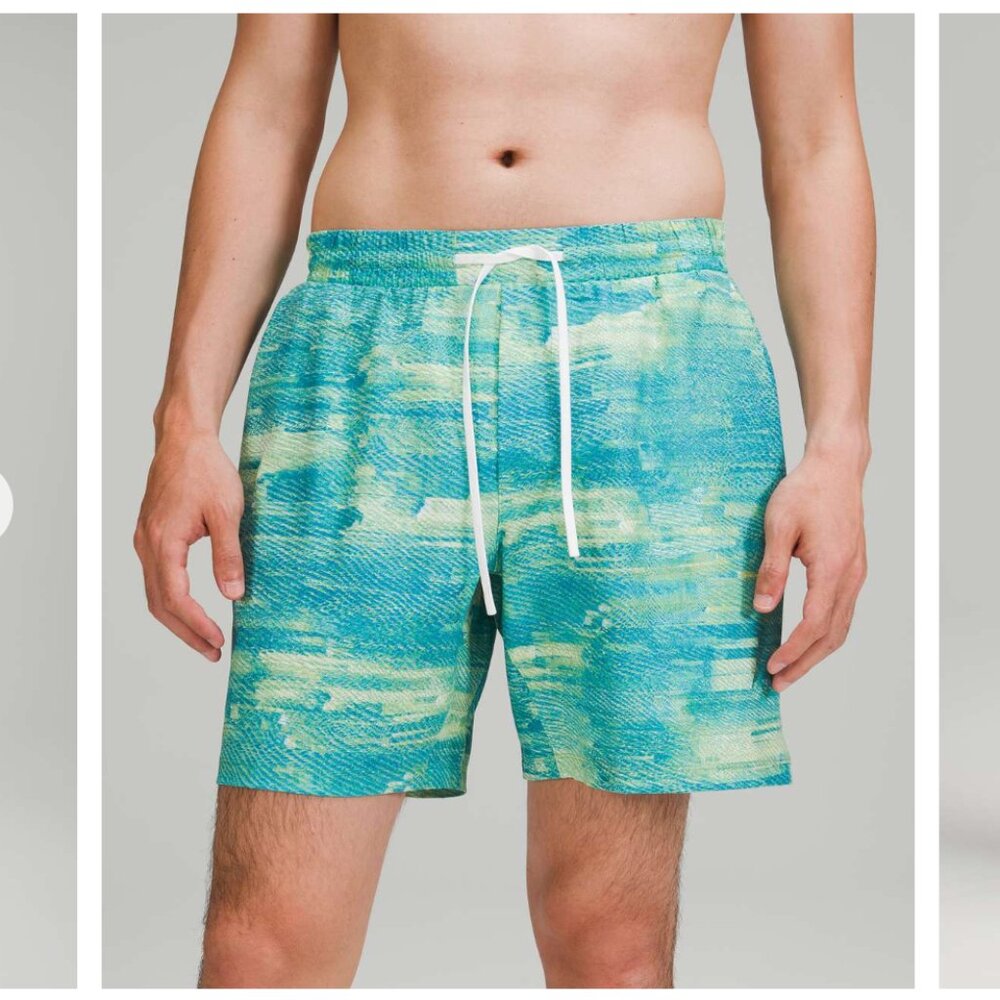 Lululemon Channel Cross Swim Short *7" Pixel Shift Hawaiian Men's L Liner Cut